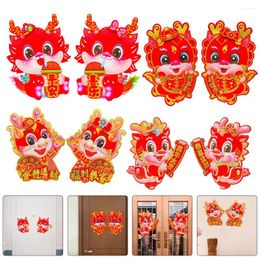 Wallpapers 4 Pairs Year Of The Dragon Zodiac Door Sticker Chinese Decoration Wall Three-dimensional