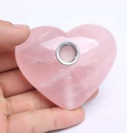 150200g HJT Whole New Tumbled Crystal Heart Tobacco pipes PinkRose Quartz Crystal Smoking Pipes 4405980