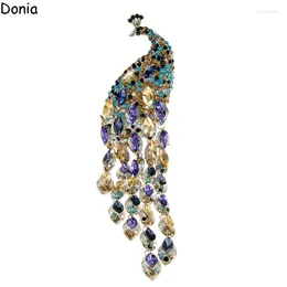 Brooches Donia Jewellery Vintage Peacock Brooch Women's Party Scarf Accessories Rhinestone Gifts