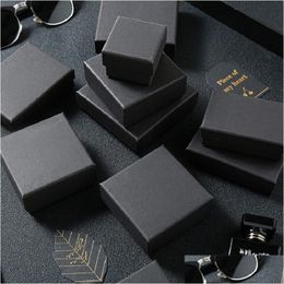 Jewellery Boxes 30Pcs Black Kraft Gift Box Cardboard Travel Ring Necklace Earring Packaging Organiser Case With Sponge Inside Drop Deli Dh3H9