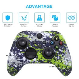 IVYUEEN for XBox Series S X Controller Water Transfer Printing Protective Silicone Case Skin with Thumb Grip