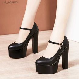 Dress Shoes Sexy Mary Jane New Women High Heels Black Pumps Female Platform Spring Thick With Autumn Round Single H240403