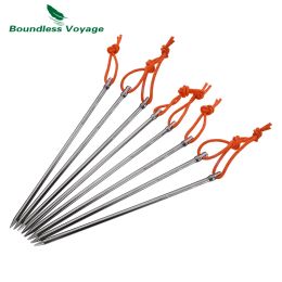 Shelters Boundless Voyage Titanium Alloy Tent Nails 20cm Long Outdoor Camping Tent Accessories Stakes Pegs for Hard Ground Solid Ti1523B