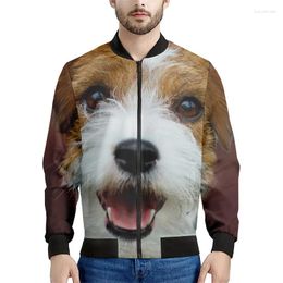 Men's Jackets Cartoon Jack Terrier Graphic Jacket Men 3d Printed Animal Dog Zipper Spring Autumn Zip Up Bomber Sweatshirt