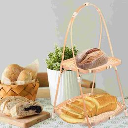 Dinnerware Sets Bamboo Snack Stand Basket Handmade Fruit Woven Adornment Breakfast Tray Vegetable Storage Container