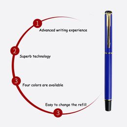 1+4Pcs/Set Office A Pen Metal Ballpoint Pen With Refill Gift Stationery Core Automatic BallPen For School Office Ink Blue Black