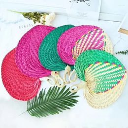 Decorative Figurines Style Hand Mosquito Straw Heart Made Fans Woven -woven Shaped Repellent Leaf Palm Chinese Summer Cooling