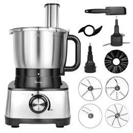 Davivy 12 Professional Food Dispenser, 6 Blade 9 Functional Vegetable Choppers, Suitable for Home Use, Stepless Variable Control, Black, 600W (12 Cup Stainless