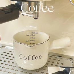 Measuring Tools 1 Pc Korean Ins Feel 3 Oz/90 Ml Ceramic Cup Espresso Extract Mug Spinner Milk With Scale Kitchen Drop Delivery Home Ga Ot1He