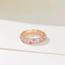 Cluster Rings S925 Silver Sweet Pink Diamond Ring For Girls Spring/Summer Exquisite And Fashionable Versatile Unique