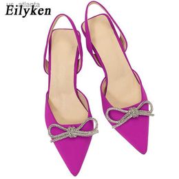 Dress Shoes Butterfly-knot Rhinestone Thin High Heels Women Pumps 2024 New Spring Wedding Slingback Party Sandals H240403J9UI