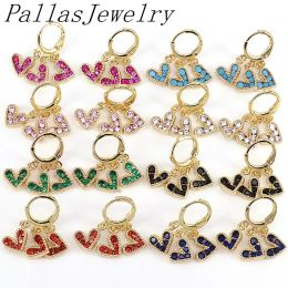 Earrings 5Pairs,Fashion Sparkly Colourful Heart CZ Huggie Hoop Earring, Gold CZ Hoops, Rainbow Crystal Zircon Heart Earring