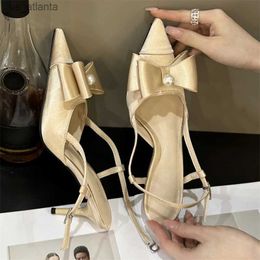 Dress Shoes New Design Butterfly-knot Pointed Toe Woman Pumps Sexy Buckle Strap Wedding Stripper Thin High Heels H240403FWZW