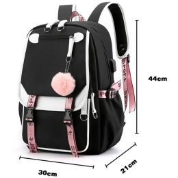 Genshin Impact Print Backpack for Teenagers Boys Stylish School Book Laptop Bag Bookbags Daypack Rucksack with USB Charging Port