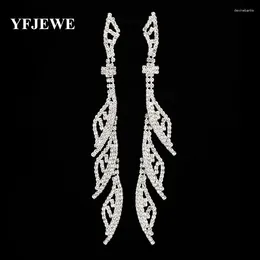 Dangle Earrings YFJEWE Wholesale Fashion Water Drop Crystal Long Pending Rhinestone Big Hanging Female Wedding Jewelry E389