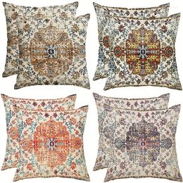 Pillow 2pc Boho Blue Throw Cover Bohemia Ethnic Style Carpet Pattern Case For Sofa Couch Home Decor 45.72x45.72 Cm