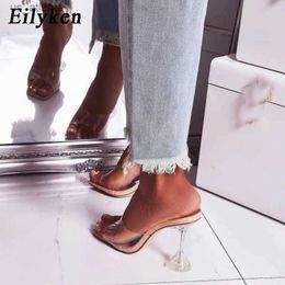 Dress Shoes Orange Silver PVC Jelly Transparent Perspex Women Slippers Open Toe Sandals Fashion Clear High Heels Size 42 H240403