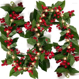 Decorative Flowers 2024 Christmas Garland With Lights Artificial Holly Leaves And Berry Door Table Stairs Railing Fireplace Decorations