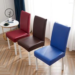 Chair Covers Three Proof PU Leather Stretch Waterproof Protectors For Dining Room Multi Colour Optional