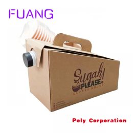 Mailers Custom Wholesale Restaurant Coffee Cup Holder Carrier Beverages Take Out Container Carton Box Paper Tea Bpacking box for small