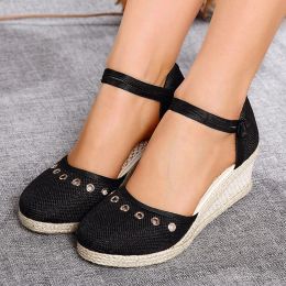 Slippers 2023 Platform Sandals Wedge Woman Shoes Elegant Ladies Slippers Summer Braided Boho Sandalias High Heels Female Sandals