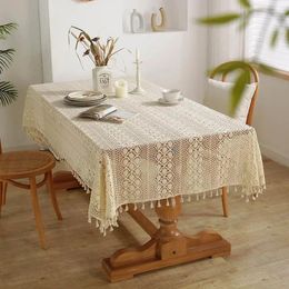 Table Cloth Cotton Crochet Tablecloth Handmade Shabby Multi Sizes Vintage Crocheted Coasters Lace Topper TV Cover