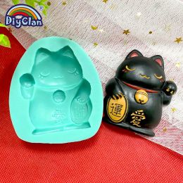 Lucky Fortune Cat Silicone Molds For Cake Decorating Rich LOVE Cat Chocolate Fondant Mould Animal Resin Polymer Clay Tools