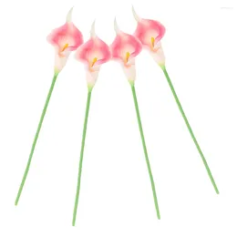 Decorative Flowers 4 Pcs Decor Artificial Flower Stems Party Decorations Fake Pu Bouquet Simulated For Holiday Office