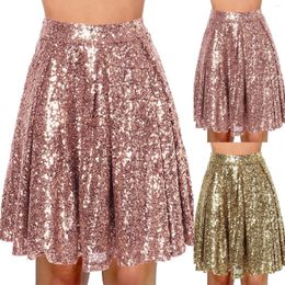 Skirts Fashion Sequined Skirt 2024 Spring Summer Women Pleated A-Line Ladies Glitter Party Night Club Faldas Mujer