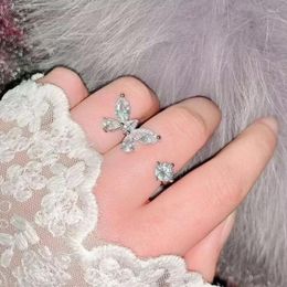 Cluster Rings Luxury Butterfly Shaped Band Open Adjustable Ring Engagement Women Girl 2024 Spring Fashion 925 Sterling Silver Jewellery