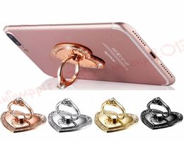 360 Degree Finger Ring Holder Heart Love Diamond Bling Smartphone Stand Holder For iPhone 7 8 x samsung2407071