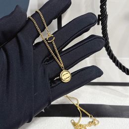 Luxury Brand Designer Pendants Necklaces inlay Crystal 18K Gold Plated Stainless Steel Letter Choker Pendant Necklace Beads Chain Jewelry Accessories Gifts NO box