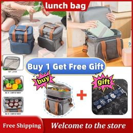 Dinnerware Thermal Lunch Bags Portable Insulation Lunchbag Waterproof Picnic Strap Cooling Box Tableware Storage Kitchen Accessories