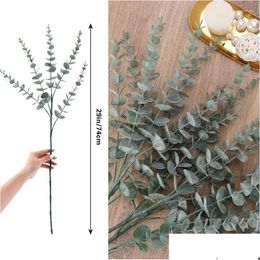 Decorative Flowers Wreaths Artificial Eucalyptus Fake Plant 5-Fork Long Table Vase Home Decoration Flower Drop Delivery Garden Festive Otn4E