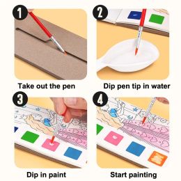 Montessori Watercolour Painting Book 12/20 Sheets Gouache Graffiti Picture Colouring Books Water Drawing Toys for Children