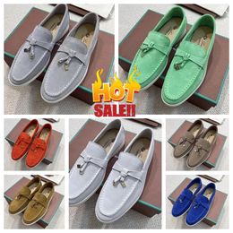 2024 Red Designer Women's suede Flat Heel Casual Shoes summer walk loafers men shoe Luxury Outdoor Leather sneakers moccasin slip on shoe