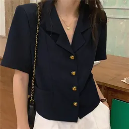 Women's Blouses Women Blazers Vintage Chic Loose Office Ladies Blusas Y2k Autumn Korean Style Casual Short Sleeve Coats Fashion Kpop Jackets