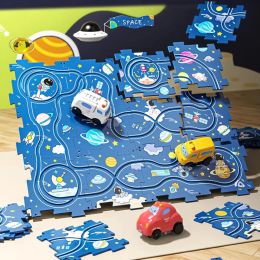 Rail Car Building Toys Kids Race Tracks Puzzle Track with Vehicle for Children Ages 3+ Years Preschoolers Boys Girls Gift