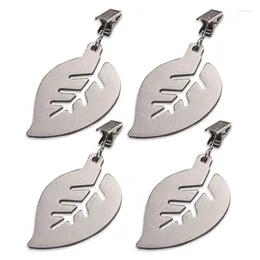 Table Cloth 4 Pcs Stainless Steel Tablecloth Pendant Fixed Outdoor Picnic Leaf Pattern