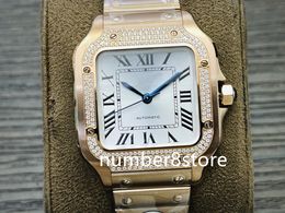18K Rose Gold Square Medium Ladies Watch Cal.1847 Automatic Diamond Bezel Sapphire Crystal Luxury Watches Designer Wristwatch