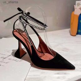 Dress Shoes Star style Summer Sequins Crystal Women Pumps Sexy Ankle strap Cross-tied High heels Office Lady Fashion Party Prom H240403L5GA