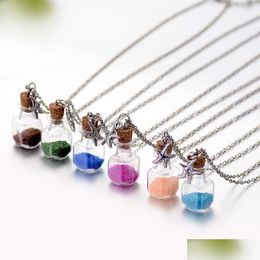 Pendant Necklaces Aquarius Angel Sand Necklace Cute Romantic Gift Alloy Glass Wholesale Drop Delivery Jewellery Pendants Dhxfu