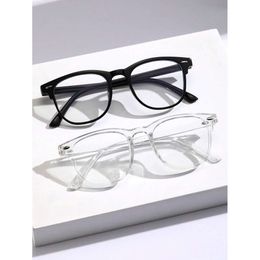 2pcs Men Geometric Plastic Frame Classical Anti-blue Light Clear Glasses for Reading Back to School Eye Protection Accessories