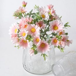 Decorative Flowers Handmade Sun Chrysanthemum Colorful Flexible Fake Flower Arrangement Party