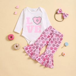 Clothing Sets Baby Girls Clothes Long Sleeve Print Romper Pants 2PCS Outfits Set For Valentine's Day Born 0-24M