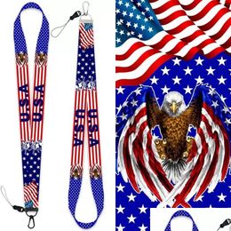 Other Event Party Supplies American Flag Cell Phone Lanyard Accessories Fashion Long Sturdy Keychain Hand Rope Drop Delivery Home Dhsty