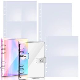 Notebooks 31 Pieces A5 6Ring Clear Soft Laser Binder With Button Photocards Notebook Diary Photo Album For Drawing Set Notepad Cute Folder
