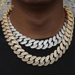 Cubana Hip Hop Jewellery Mens 20mm 925 Sterling Silver VVS Baguette Diamond Iced Out Leaf Cuban Link Chain Necklace