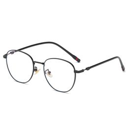 New Style Glasses Frame Retro Metal Round Frame Little Red Book Anti-Blue Light Glasses for Men and Women Flat Glasses Short-sighted Glasses Frame