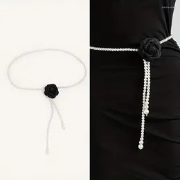 Belts Fashionable And High Quality Women's Waist Chain Cloth Camellia Daily Wear Texture Elegant Pearl